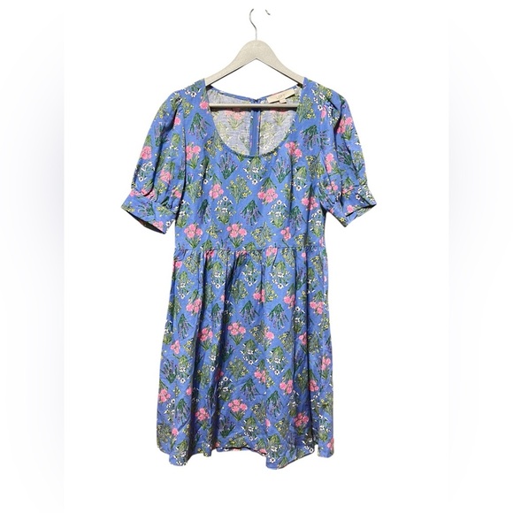 LOFT Blue Floral Puff Sleeve Dress – Size 0 - Picture 1 of 5